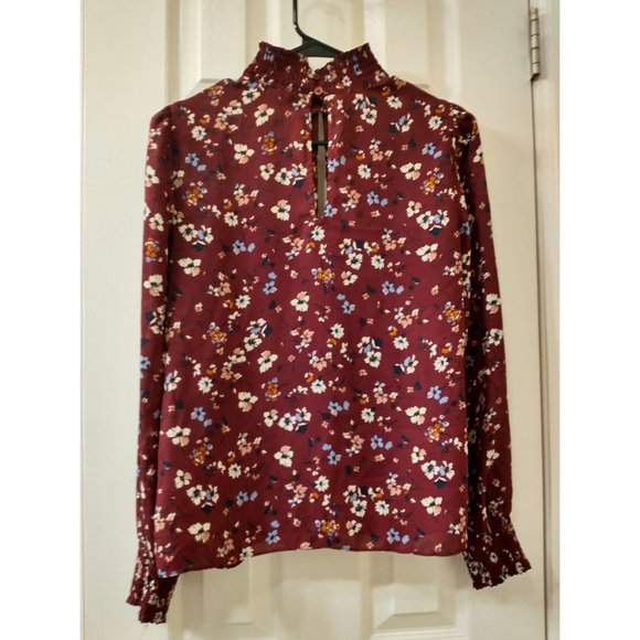 Socialite Burgundy Floral Blouse - Picture 2 of 7